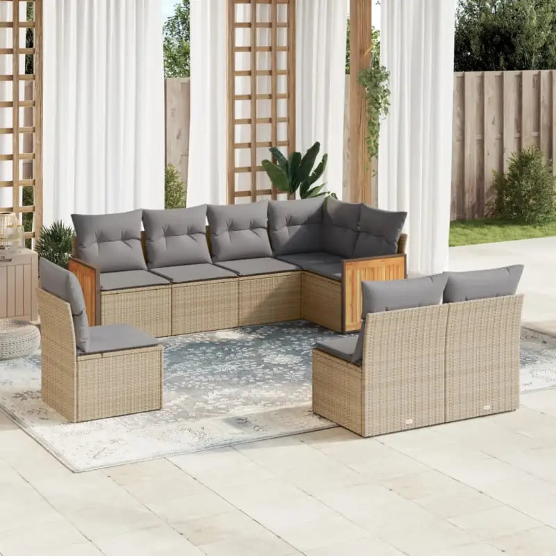 Lounge tuinset in grijs materiaal met waterdichte zak en gepoedercoat staal - Beige en grijs / Zonder tafel - Tuinsets