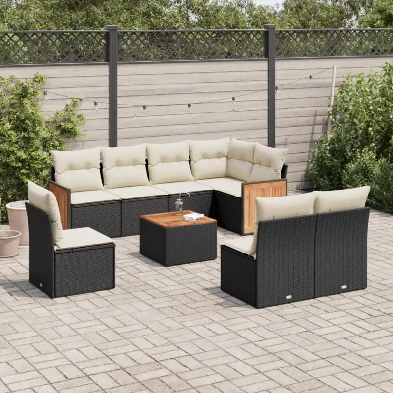 Lounge tuinset in grijs materiaal met waterdichte zak en gepoedercoat staal - Zwart en crème / Met tafel - Tuinsets