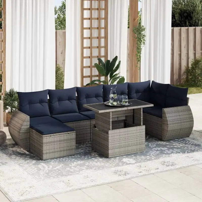 Lounge Tuinset in Grijs met Waterdichte Tas en Gepoedercoat Staal - Grijs / met opbergruimte - Tuinsets