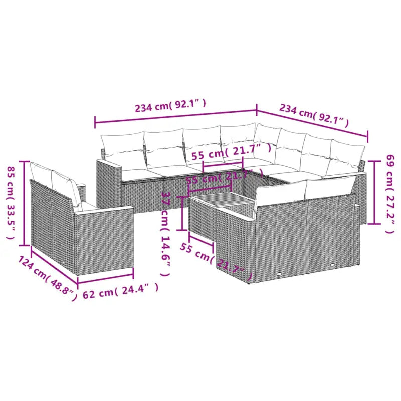Lounge Tuinset in Grijs met Waterdichte Tas en Gepoedercoat Staal - Tuinsets