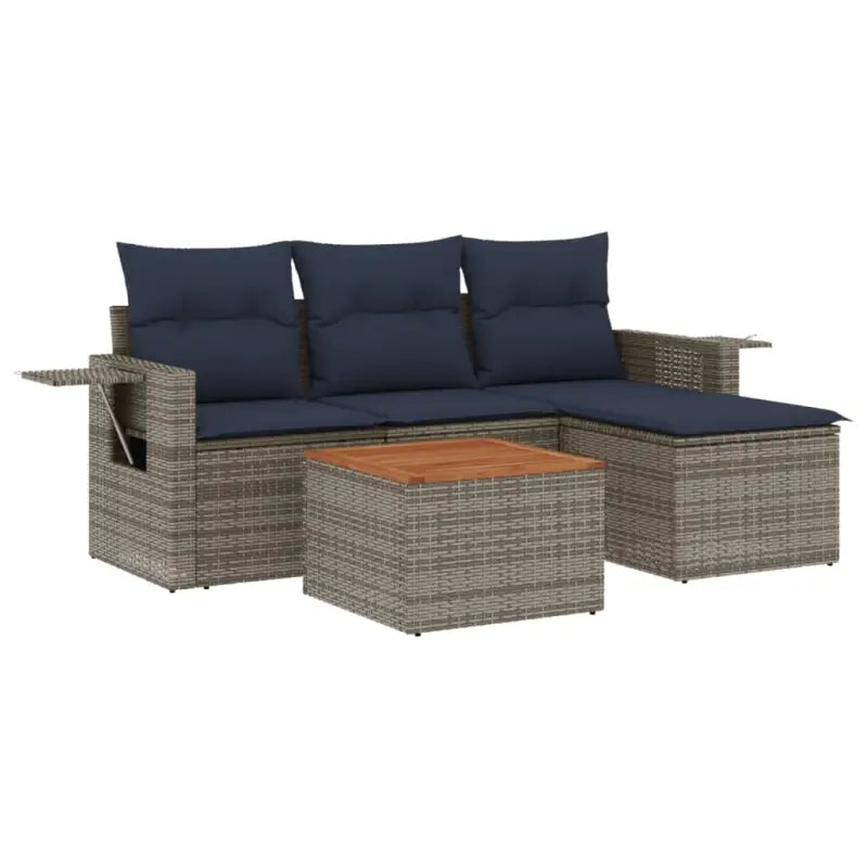 Lounge Tuinset in Grijs met Waterdichte Tas en Gepoedercoated Staal - grijs en marineblauw - Tuinsets