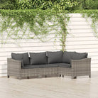 Lounge tuinset in poly rattan met armleuning links en afmetingen zitting - 2x Fauteuil + hoek + midden - Tuinsets