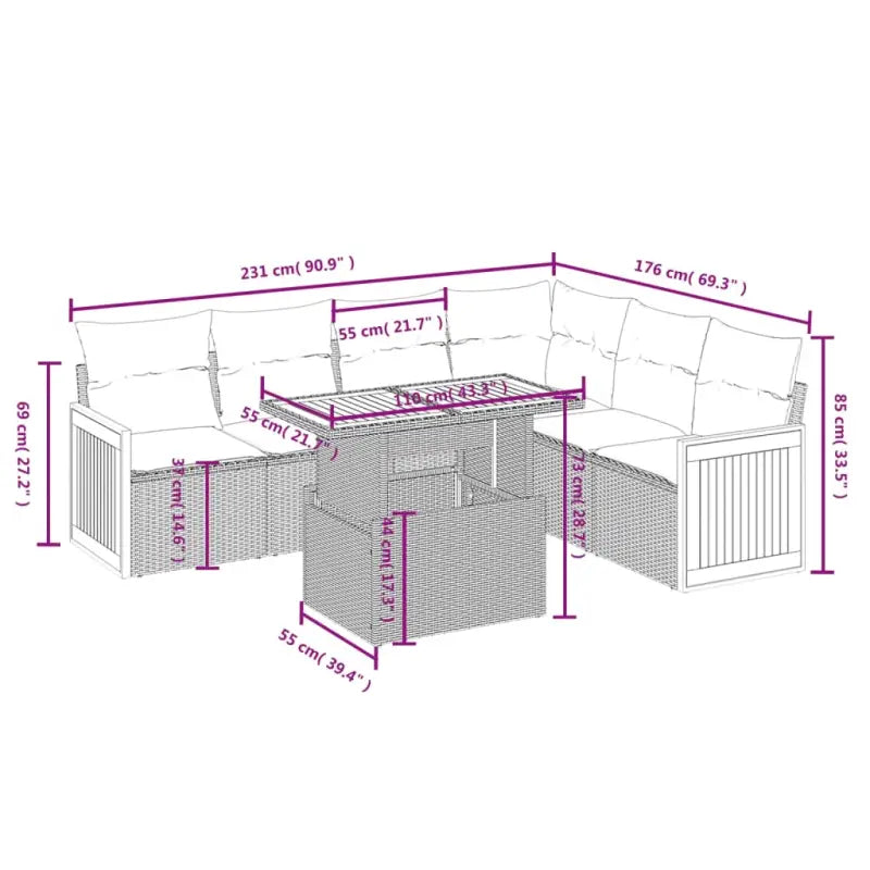 Lounge tuinset in zwart materiaal met gepoedercoat staal en comfortabele afmetingen - Tuinsets