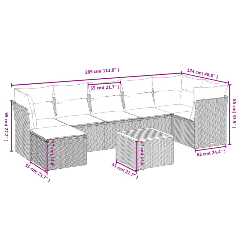 Lounge Tuinset in Zwart Materiaal met Gepoedercoat Staal Afmetingen - Tuinsets