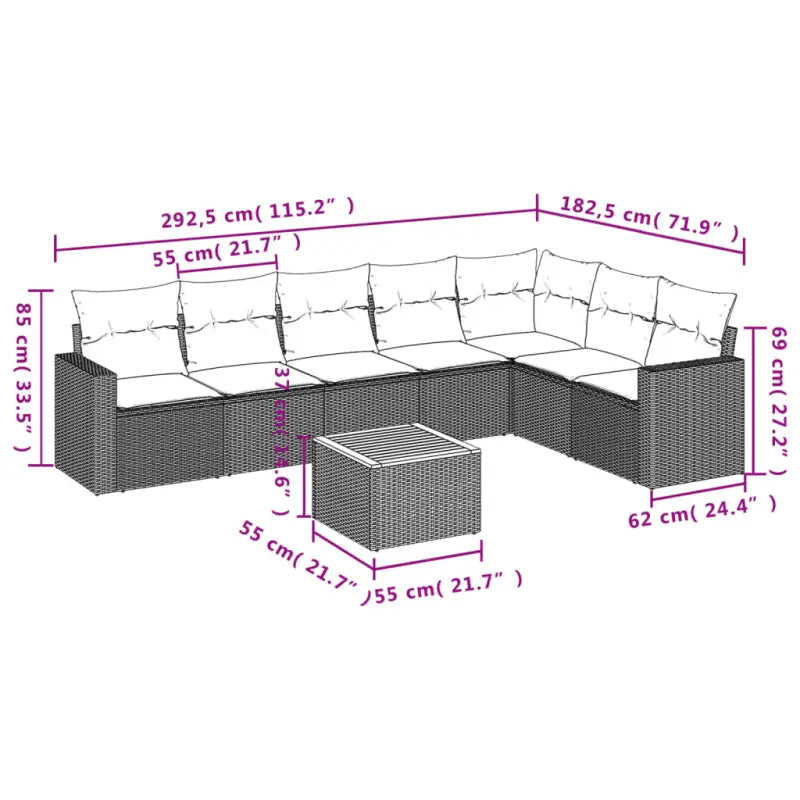 Lounge tuinset in zwart materiaal met gepoedercoat staal afmetingen - Tuinsets
