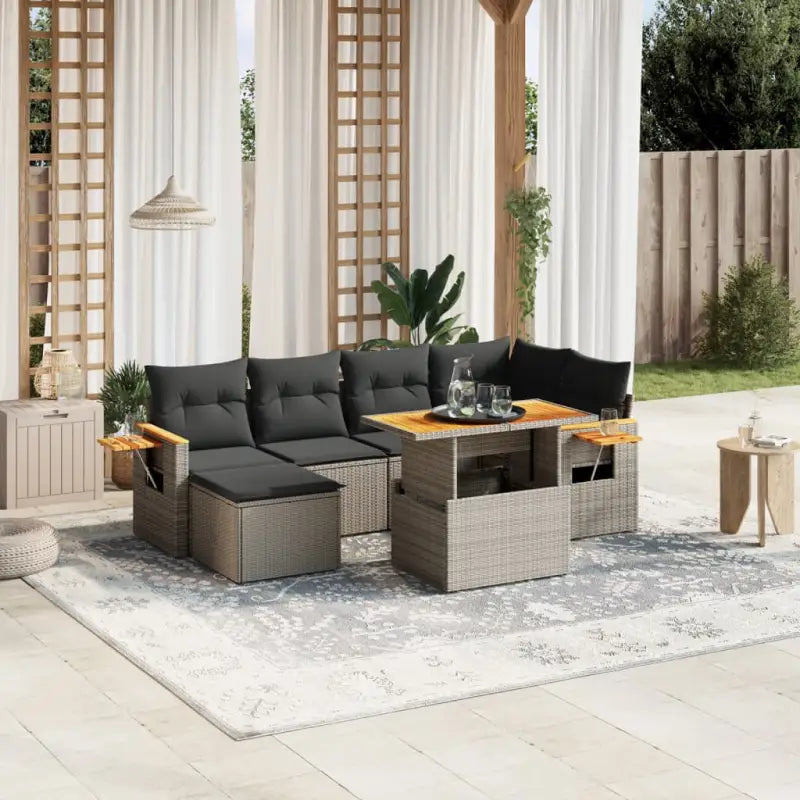 Lounge Tuinset in Zwart Materiaal met Gepoedercoat Staal Afmetingen - Grijs / zonder opbergruimte - Tuinsets