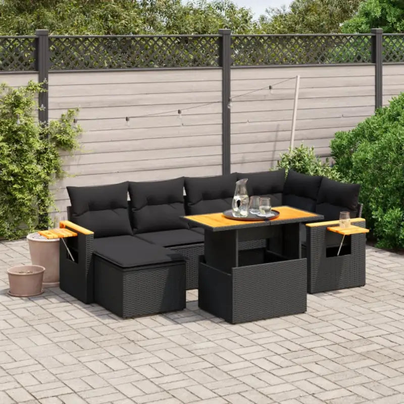 Lounge Tuinset in Zwart Materiaal met Gepoedercoat Staal Afmetingen - Zwart / zonder opbergruimte - Tuinsets