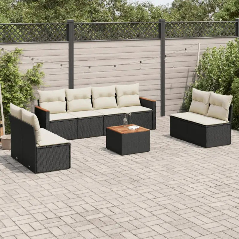 Lounge tuinset in zwart materiaal met gepoedercoat staal en poly rattan - Tuinsets