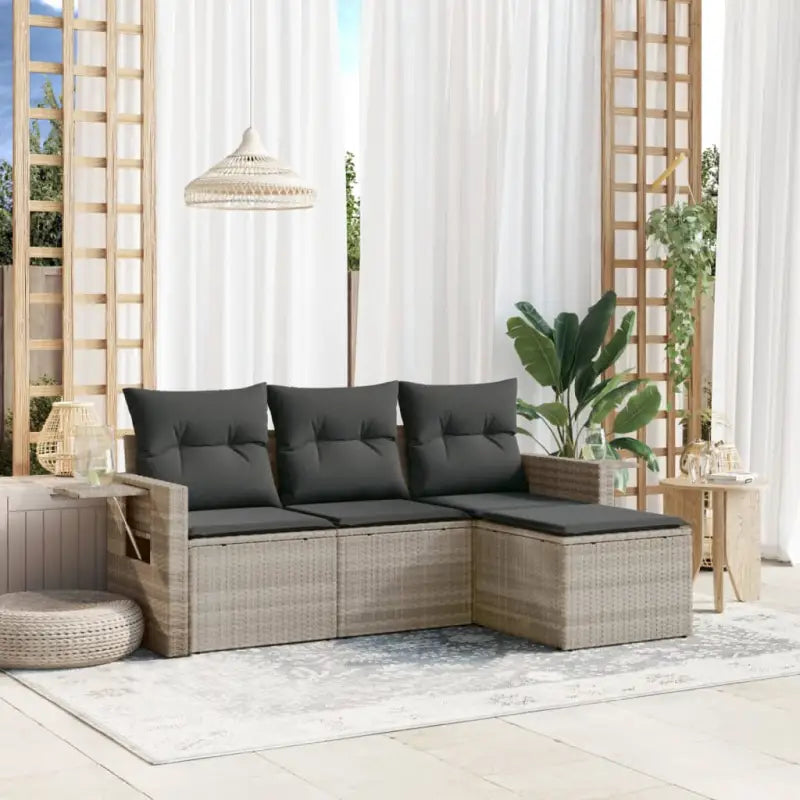 Lounge Tuinset in Zwart Materiaal met Waterdichte Tas en Gepoedercoat Staal - Lichtgrijs / Zonder tafel - Tuinsets