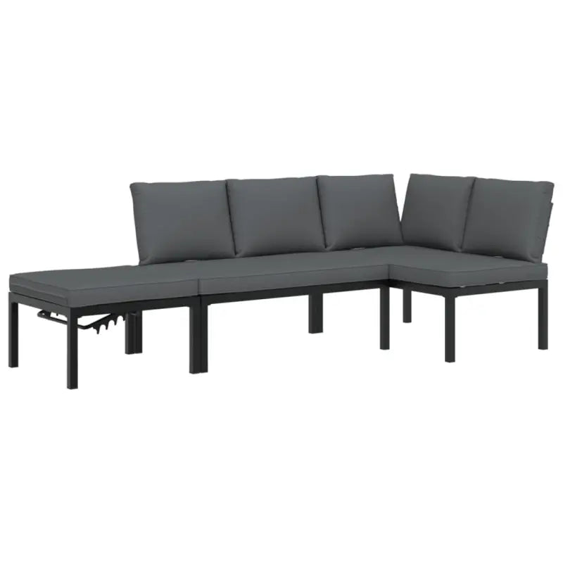 Lounge tuinset in zwart materiaal van gepoedercoat aluminium met afmetingen - Tuinsets