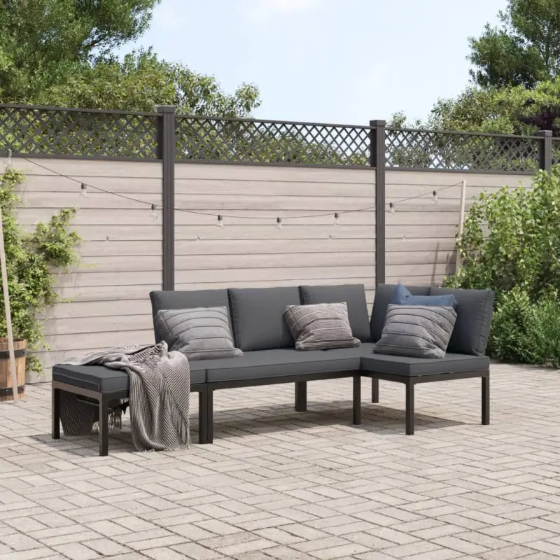 Lounge tuinset in zwart materiaal van gepoedercoat aluminium met afmetingen - Zonder tafel - Tuinsets