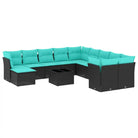 Lounge tuinset in zwart materiaal van gepoedercoat staal met afmetingen - Tuinsets