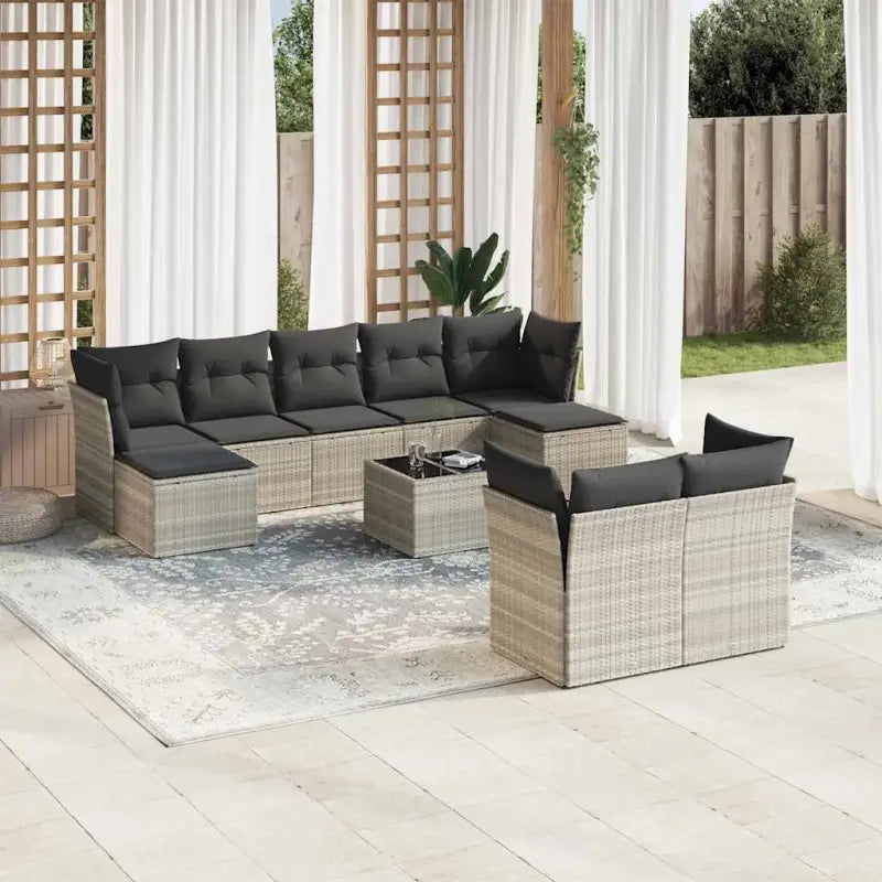 Lounge Tuinset in Zwart met Waterdichte Tas en Gepoedercoat Staal - Lichtgrijs / Met tafel - Tuinsets