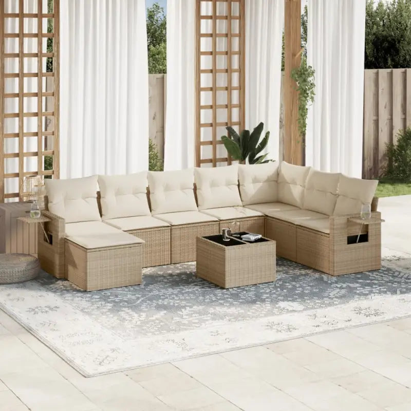 Lounge tuinset met beige materiaal en gepoedercoat staal afmetingen - beige en crèmekleurig / Zonder tafel - Tuinsets