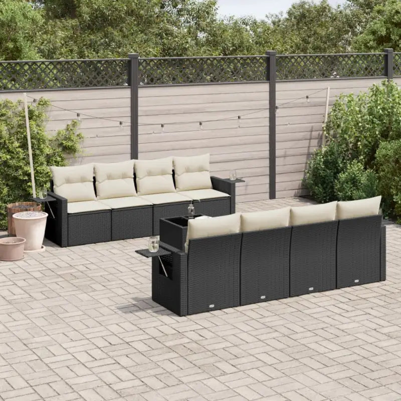 Lounge Tuinset met beige materiaal en gepoedercoat staal afmetingen - Zwart en crème - Tuinsets