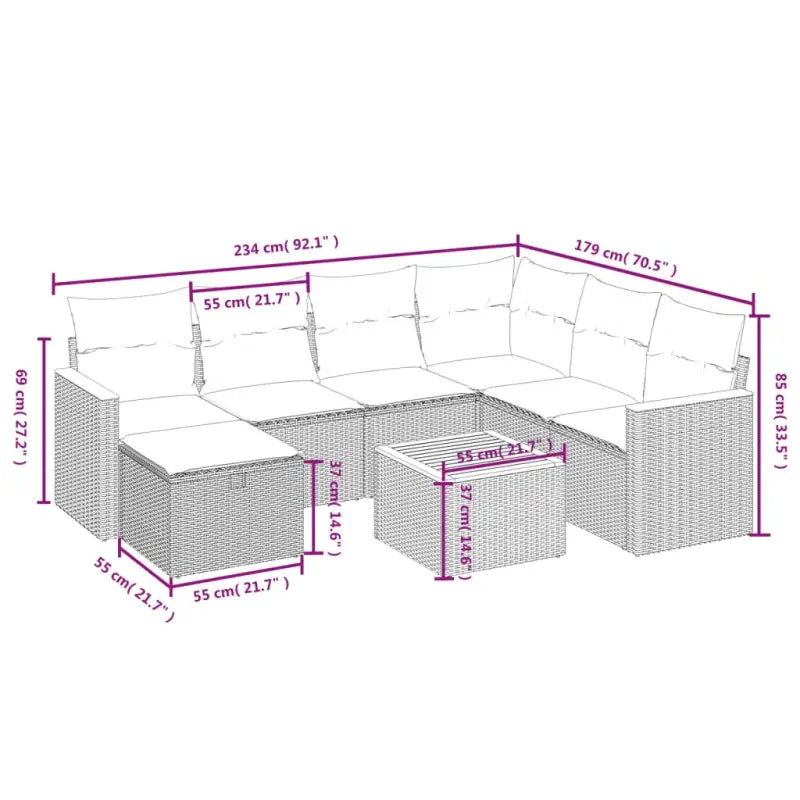 Lounge Tuinset met Beige Materiaal en Gepoedercoat Staal Afmetingen - Tuinsets