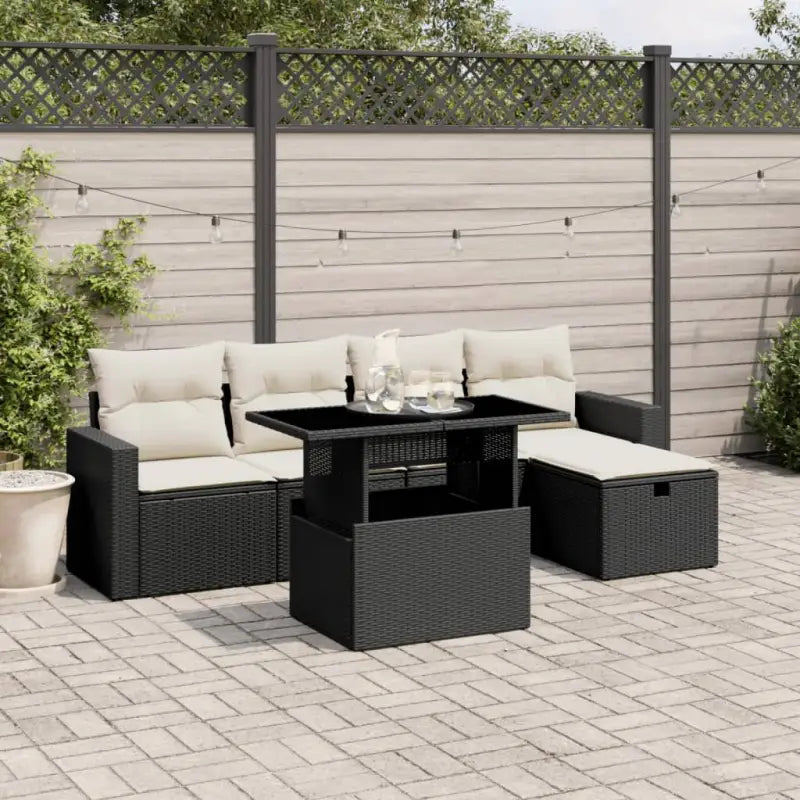 Lounge tuinset met beige materiaal en gepoedercoat staal afmetingen - Zwart en crème / zonder opbergruimte - Tuinsets
