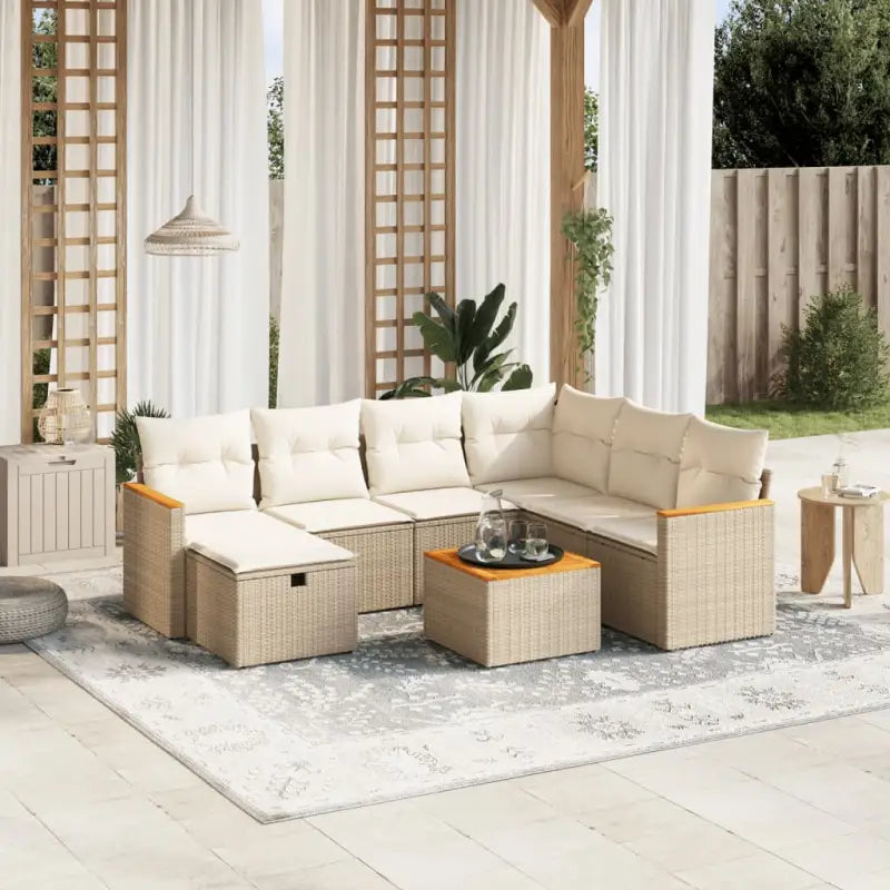 Lounge Tuinset met Beige Materiaal en Gepoedercoat Staal Afmetingen - beige en crèmekleurig / Met tafel - Tuinsets