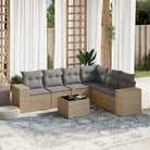 Lounge tuinset met beige materiaal en gepoedercoat staal afmetingen - Beige en grijs / Met tafel - Tuinsets