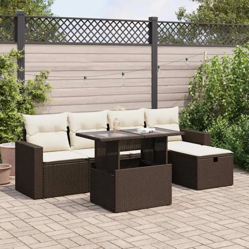 Lounge tuinset met beige materiaal en gepoedercoat staal afmetingen - Bruin en crème / met opbergruimte - Tuinsets