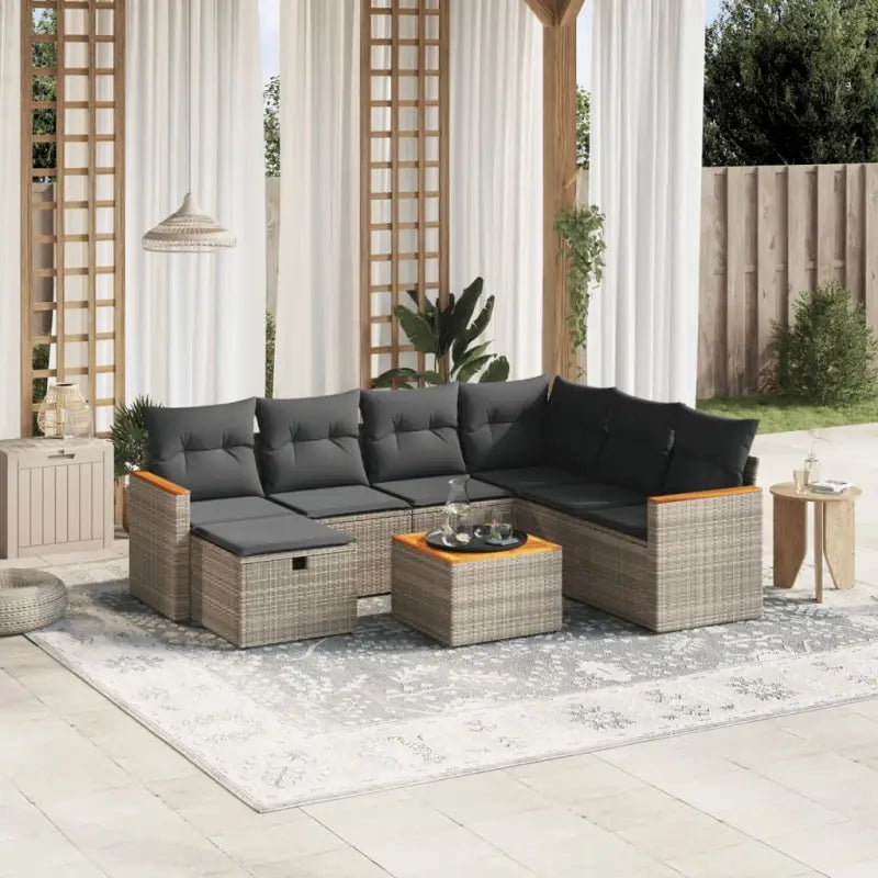 Lounge Tuinset met Beige Materiaal en Gepoedercoat Staal Afmetingen - Grijs / Met tafel - Tuinsets