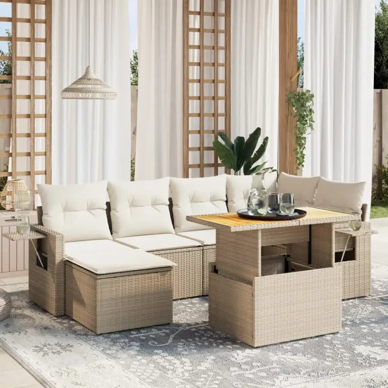 Lounge Tuinset met beige materiaal en gepoedercoat staal afmetingen - beige en crèmekleurig / zonder opbergruimte