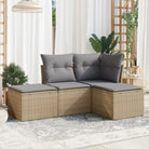 Lounge tuinset met beige materiaal en gepoedercoat staal afmetingen - Beige en grijs / Zonder tafel - Tuinsets