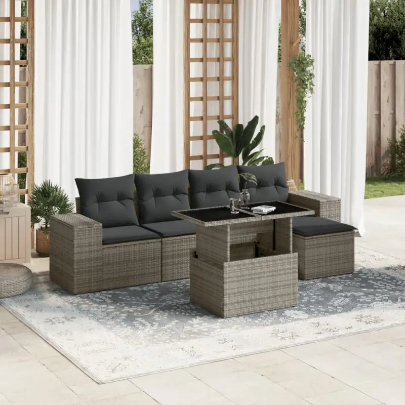 Lounge tuinset met beige materiaal en gepoedercoat staal afmetingen - Grijs / zonder opbergruimte - Tuinsets