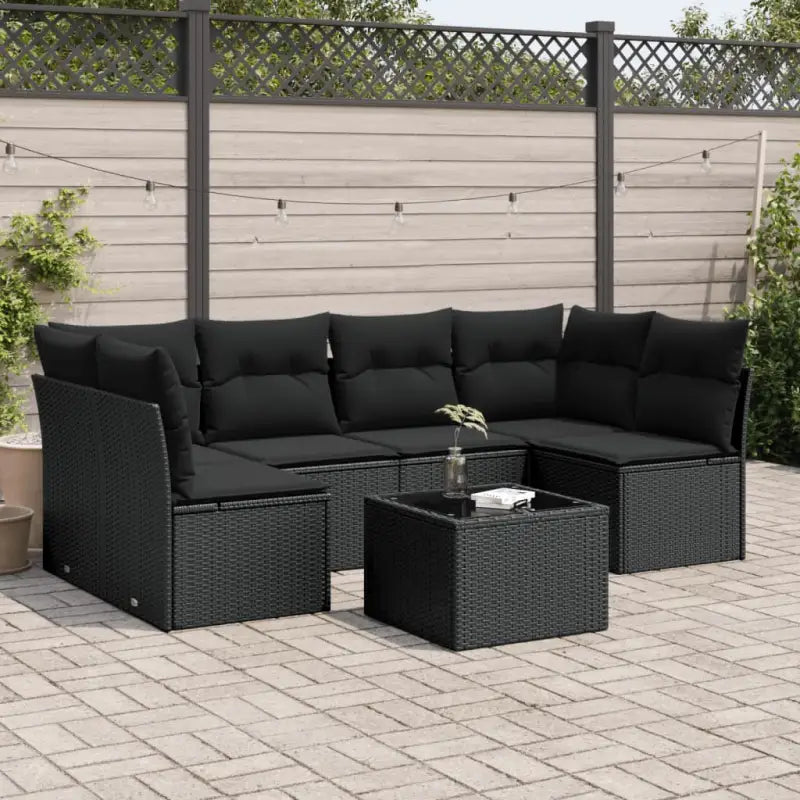 Lounge tuinset met beige materiaal en gepoedercoat staal afmetingen - Zwart / Met tafel - Tuinsets