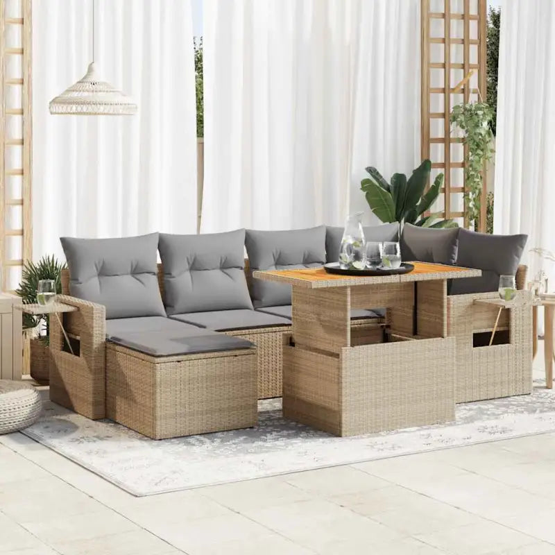 Lounge Tuinset met beige materiaal en gepoedercoat staal afmetingen - Beige en grijs / met opbergruimte - Tuinsets