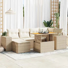 Lounge tuinset met beige materiaal en gepoedercoat staal afmetingen - beige en crèmekleurig / met opbergruimte