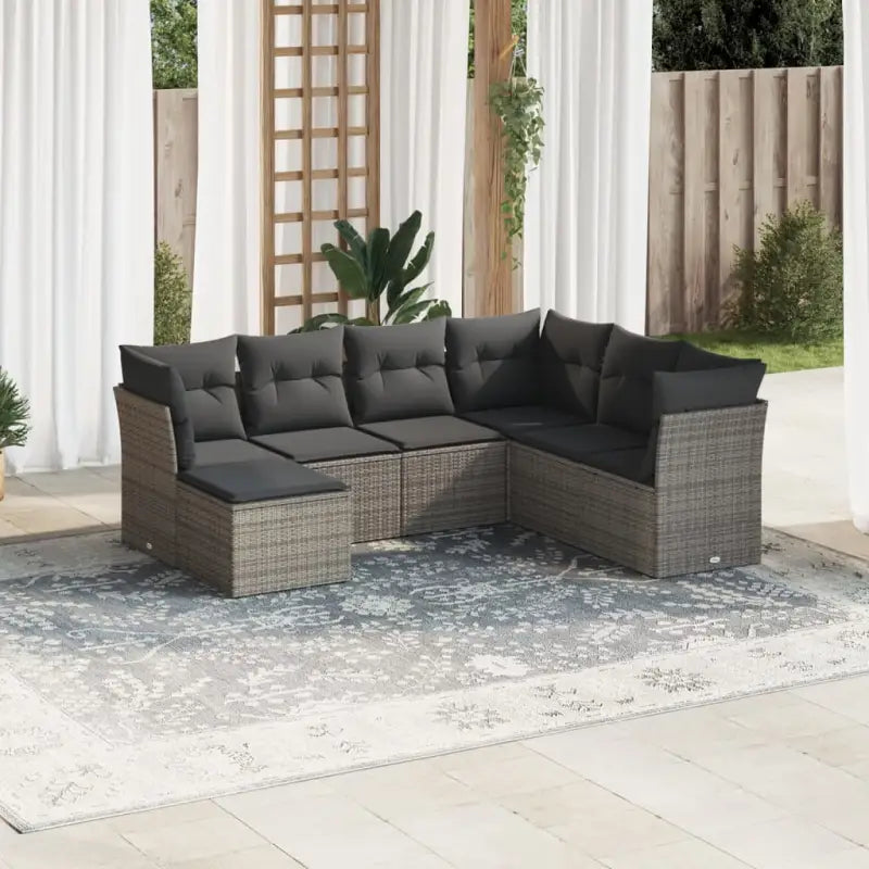 Lounge tuinset met beige materiaal en gepoedercoat staal afmetingen - Grijs / Met tafel - Tuinsets