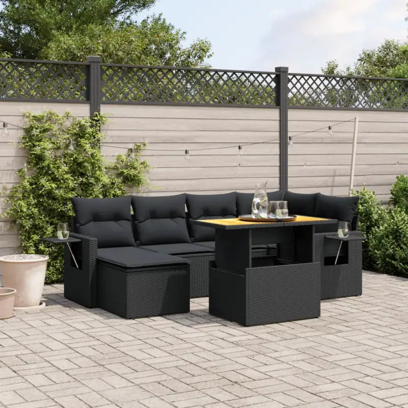Lounge Tuinset met beige materiaal en gepoedercoat staal afmetingen - Zwart / zonder opbergruimte - Tuinsets