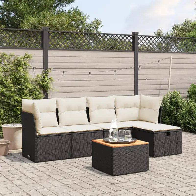 Lounge tuinset met beige materiaal en gepoedercoat staal afmetingen - Zwart en crème / zonder opbergruimte - Tuinsets