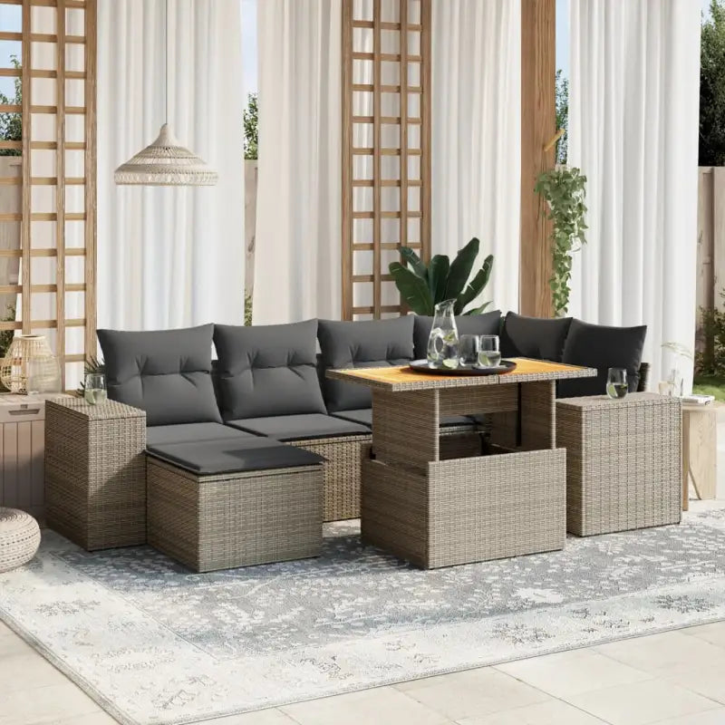 Lounge tuinset met beige materiaal en gepoedercoat staal afmetingen - Grijs / zonder opbergruimte - Tuinsets