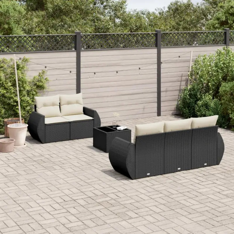 Lounge Tuinset met beige materiaal en gepoedercoat staal afmetingen - Zwart en crème - Tuinsets