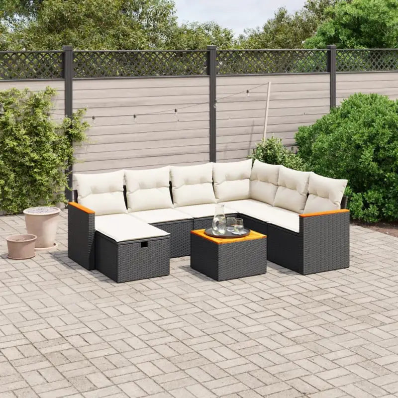 Lounge Tuinset met Beige Materiaal en Gepoedercoat Staal Afmetingen - Zwart en crème / Met tafel - Tuinsets
