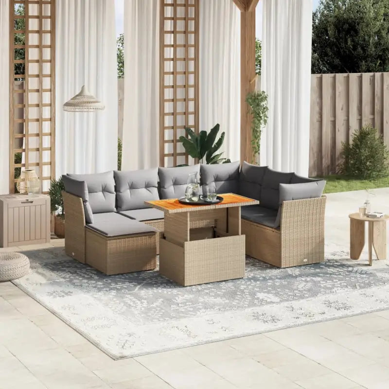 Lounge tuinset met beige materiaal en gepoedercoat staal Afmetingen - Tuinsets