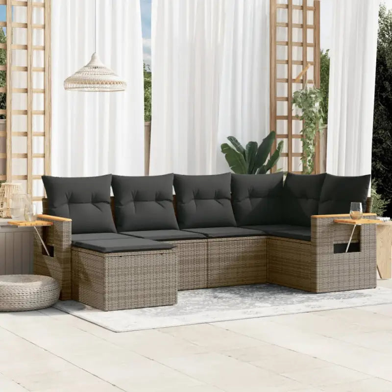 Lounge tuinset met beige materiaal en gepoedercoat staal afmetingen - Grijs / Zonder tafel - Tuinsets