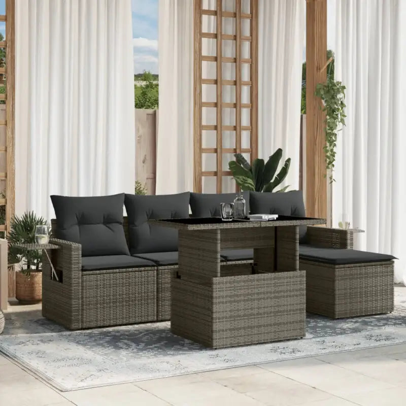 Lounge tuinset met beige materiaal en gepoedercoat staal afmetingen - Grijs / zonder opbergruimte - Tuinsets