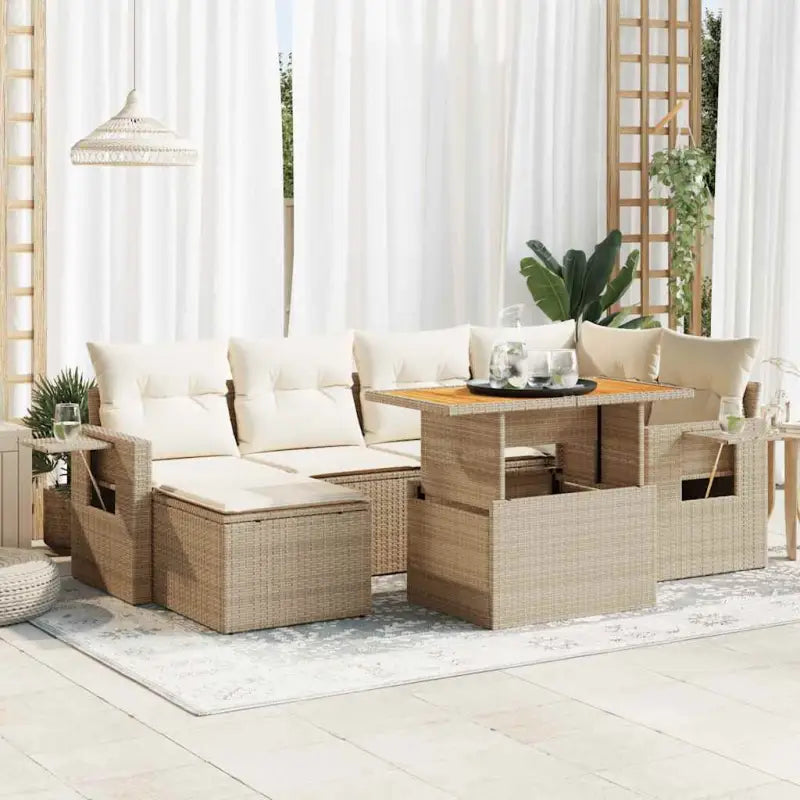 Lounge Tuinset met beige materiaal en gepoedercoat staal afmetingen - beige en crèmekleurig / met opbergruimte