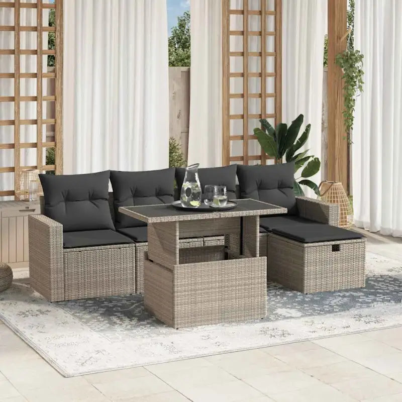 Lounge tuinset met beige materiaal en gepoedercoat staal afmetingen - Lichtgrijs / zonder opbergruimte - Tuinsets