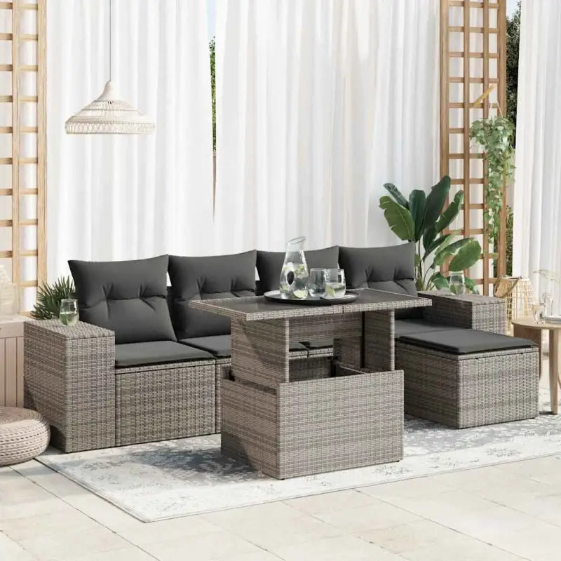 Lounge tuinset met beige materiaal en gepoedercoat staal afmetingen - Grijs / met opbergruimte - Tuinsets