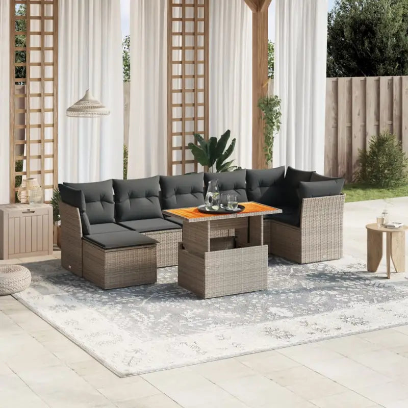 Lounge tuinset met beige materiaal en gepoedercoat staal Afmetingen - grijs en donkergrijs / 3x hoek + 3x midden