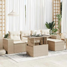 Lounge tuinset met beige materiaal en gepoedercoat staal afmetingen - beige en crèmekleurig / met opbergruimte