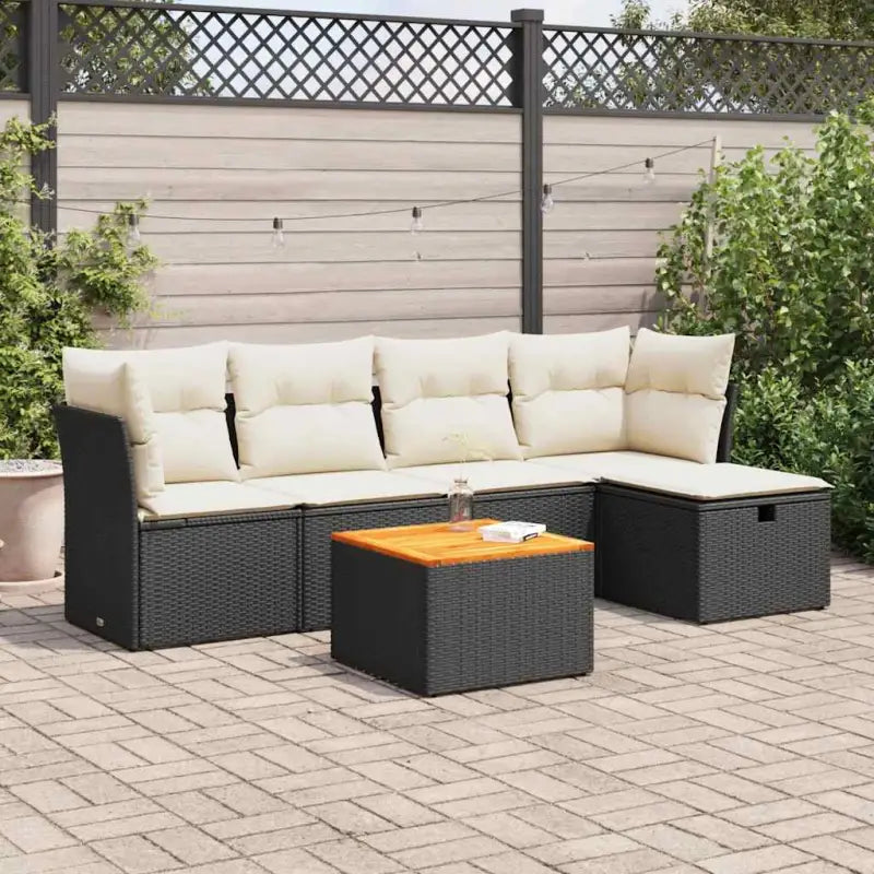Lounge tuinset met beige materiaal en gepoedercoat staal afmetingen - Zwart en crème / met opbergruimte - Tuinsets