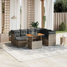 Lounge tuinset met beige materiaal en gepoedercoat staal Afmetingen - grijs en donkergrijs / 3x midden + 3x hoek