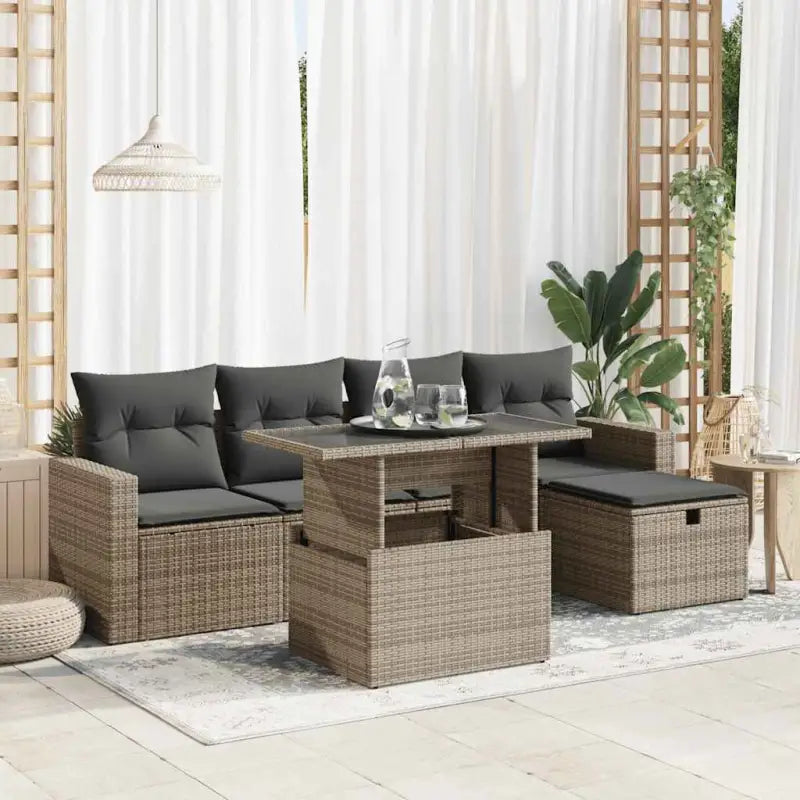 Lounge tuinset met beige materiaal en gepoedercoat staal afmetingen - Grijs / met opbergruimte - Tuinsets