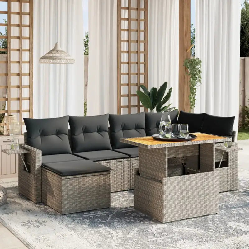 Lounge Tuinset met beige materiaal en gepoedercoat staal afmetingen - Grijs / zonder opbergruimte - Tuinsets