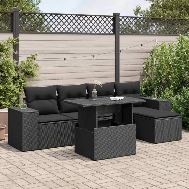 Lounge tuinset met beige materiaal en gepoedercoat staal afmetingen - Zwart / met opbergruimte - Tuinsets